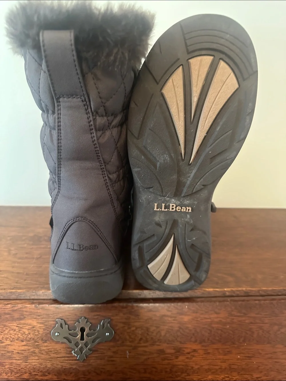 L.L. Bean Quilted Faux-Fur Trim Winter Boots - Brown